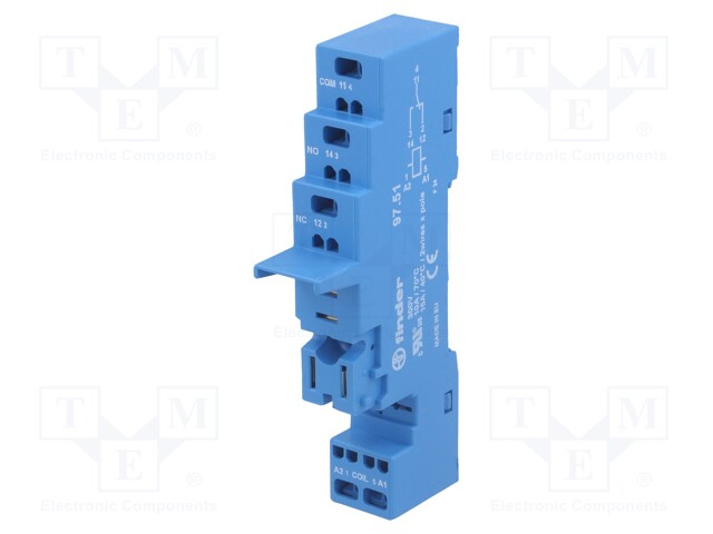 Socket; PIN: 5; 10A; 250VAC; Mounting: DIN; Leads: spring clamps