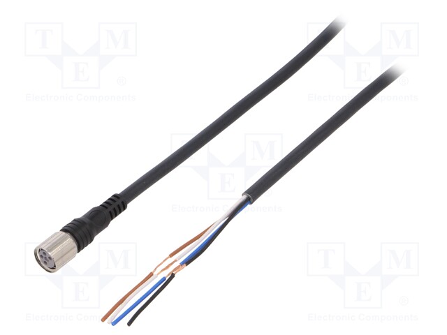 Connection lead; M8; PIN: 4; straight; 5m; plug; 1A; -25÷70°C; IP67