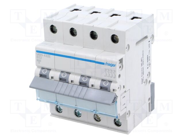 Circuit breaker; 230/400VAC; Inom: 32A; Poles: 4; DIN; Charact: B