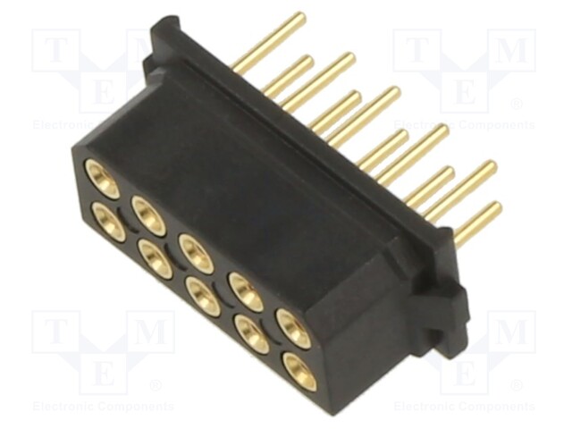 PCB Receptacle, Board-to-Board, Wire-to-Board, 2 mm, 2 Rows, 10 Contacts, Through Hole Mount