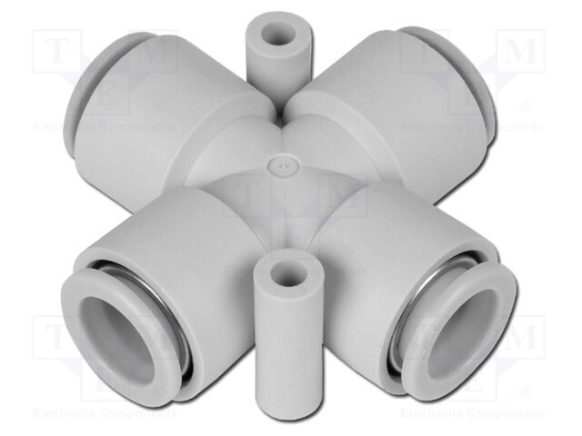 Push-in fitting; -1÷10bar; Mat: polypropylene; 4-fold branch