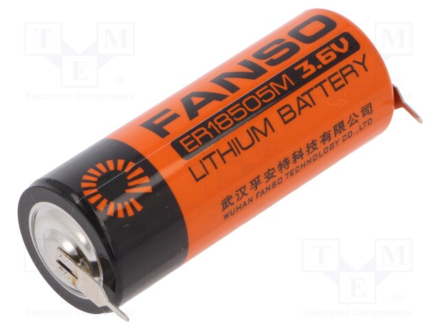 Battery: lithium; 3.6V; 18505; 2pin; Ø18.5x50.5mm; 3500mAh