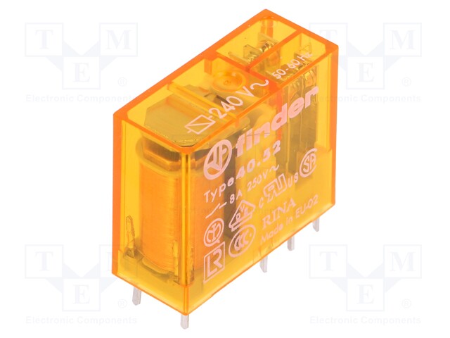 Relay: electromagnetic; DPDT; Ucoil: 240VAC; 8A/250VAC; 8A/30VDC