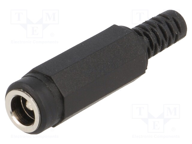 Plug; DC supply; male; 5,5/2,1mm; with strain relief; for cable