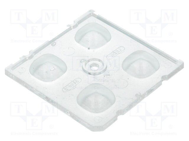 LED lens; square; transparent; H: 7.85mm; Outside dim: 50x50mm