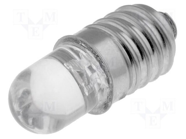 LED lamp; white; E10; 12VDC; 90mW; 30°