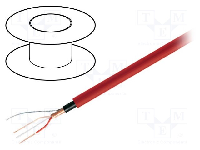 Wire: microphone cable; 1x2x0,22mm2; red; OFC; LSZH; -15÷70°C; Ø6mm