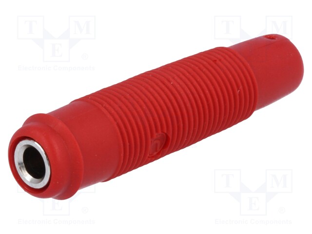 Socket; 4mm banana; 16A; 60VDC; red; nickel plated; on cable; 3mΩ