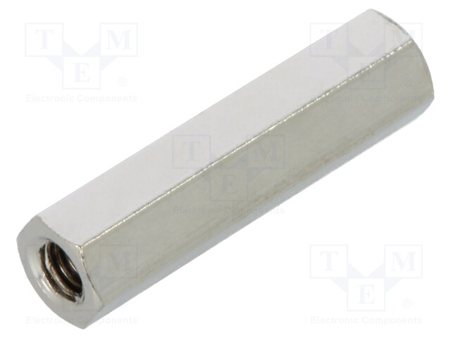 Screwed spacer sleeve; 20mm; Int.thread: M3; hexagonal; brass