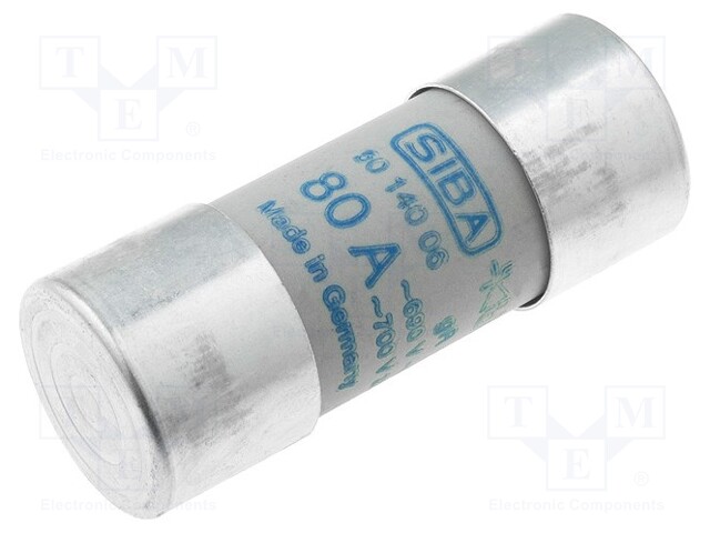 Fuse: fuse; gR; 80A; 690VAC; ceramic,cylindrical,industrial