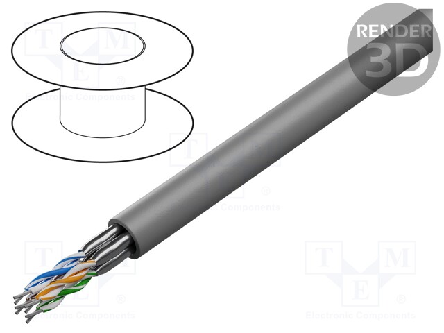 Wire; RS232,RS422; 2x2x24AWG; stranded; Cu; PVDF; grey; 152m; 300V