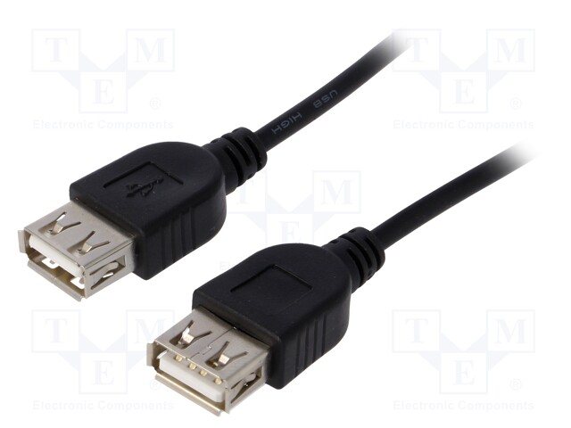 Cable; USB 2.0; USB A socket,both sides; nickel plated; 1.8m