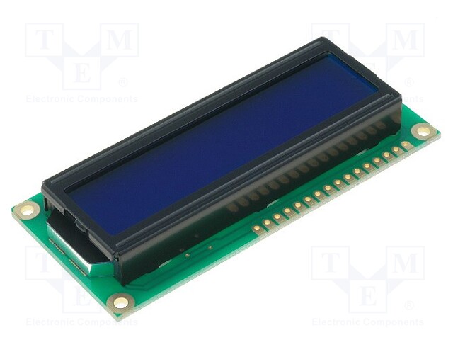 Display: LCD; alphanumeric; STN Negative; 16x2; blue; 80x36x13.5mm