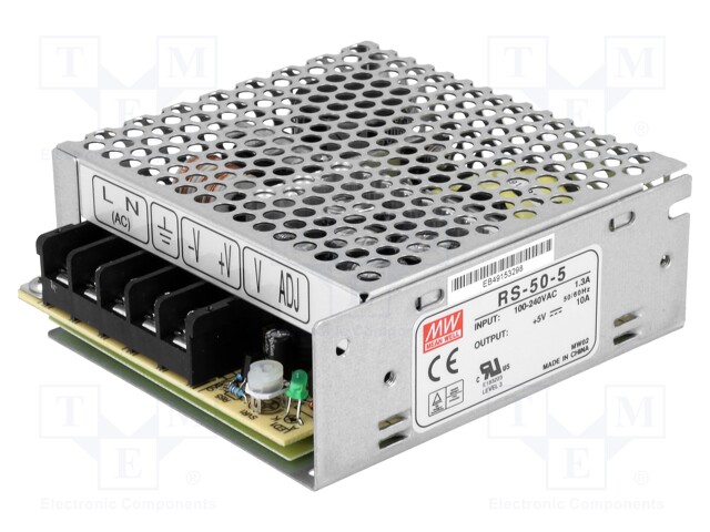 Power supply: switched-mode; modular; 50W; 5VDC; 99x97x36mm; 10A