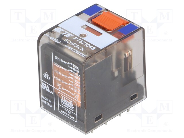 Relay: electromagnetic; 4PDT; Ucoil: 48VDC; 6A/250VAC; 6A/30VDC; 6A