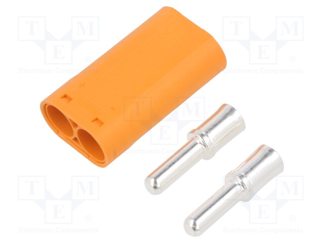 Plug; DC supply; LC; male; PIN: 2; for cable; soldering; orange; 55A