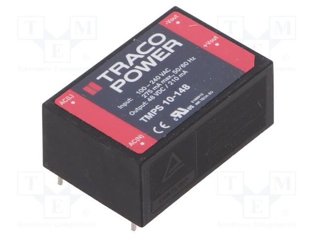 Converter: AC/DC; 10W; Uout: 48VDC; Iout: 210mA; 84%; Mounting: PCB