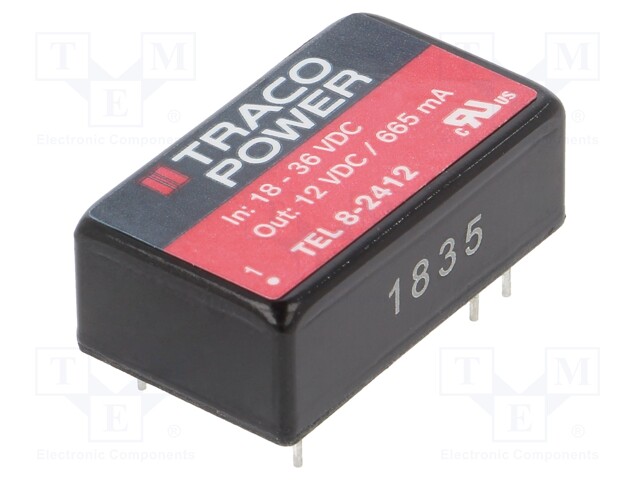 Converter: DC/DC; 8W; Uin: 18÷36V; Uout: 12VDC; Iout: 665mA; DIP16