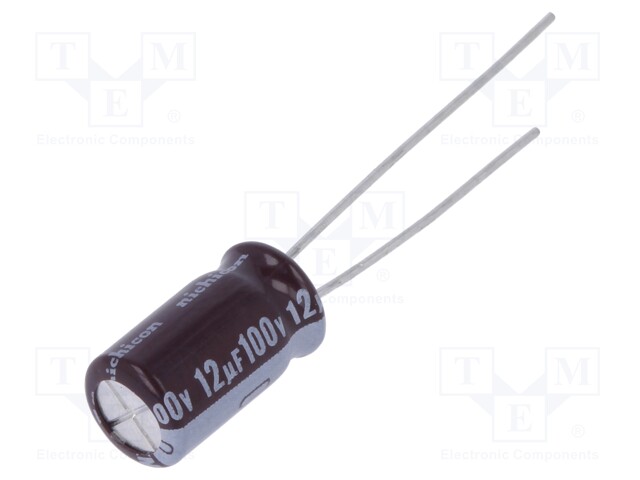 Capacitor: electrolytic; low impedance; THT; 12uF; 100VDC; ±20%