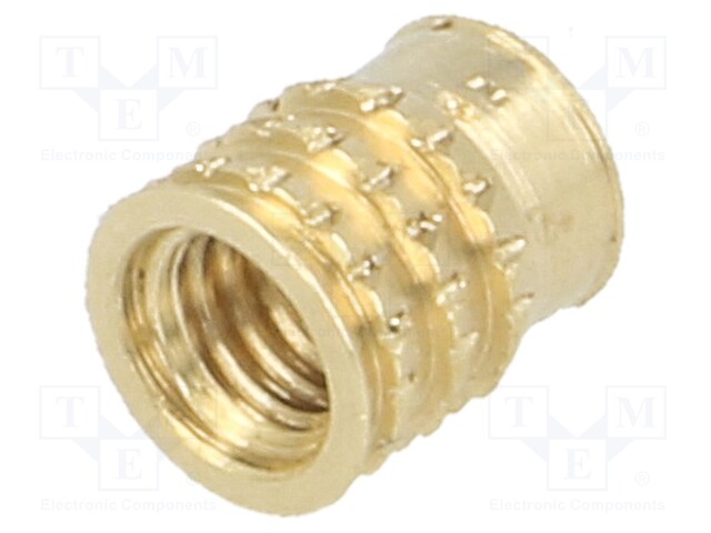 Threaded insert; brass; without coating; M3; L: 5.2mm