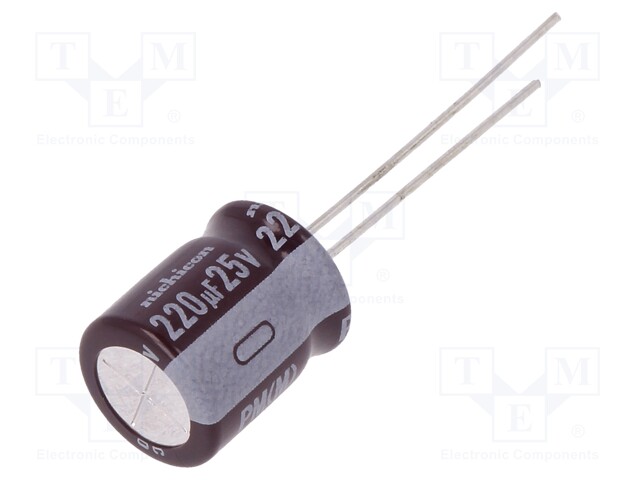 Capacitor: electrolytic; low impedance; THT; 220uF; 25VDC; ±20%