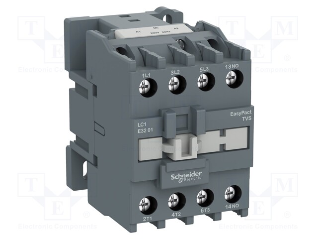 Contactor: 3-pole; NO x3; Auxiliary contacts: NO; 220VAC; 38A; DIN