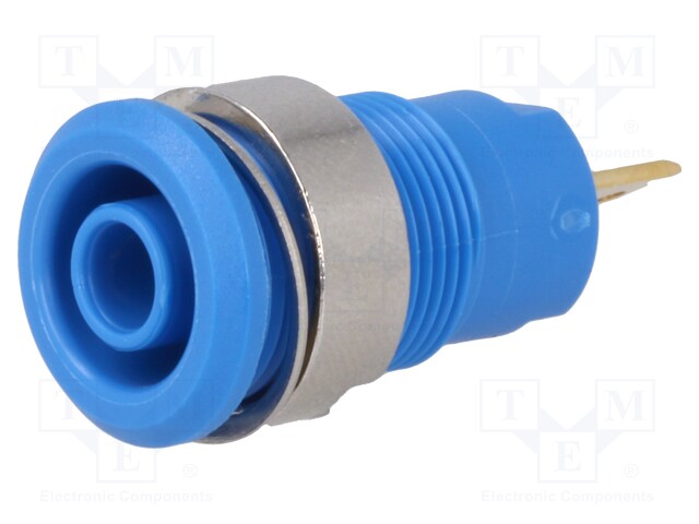 Socket; 4mm banana; 24A; 1kV; Cutout: Ø12.2mm; blue; gold-plated