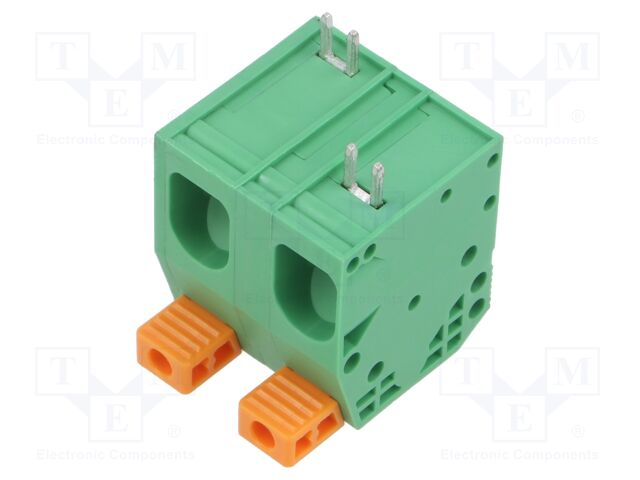 PCB terminal block; 15mm; ways: 2; angled 90°; terminal; on PCBs