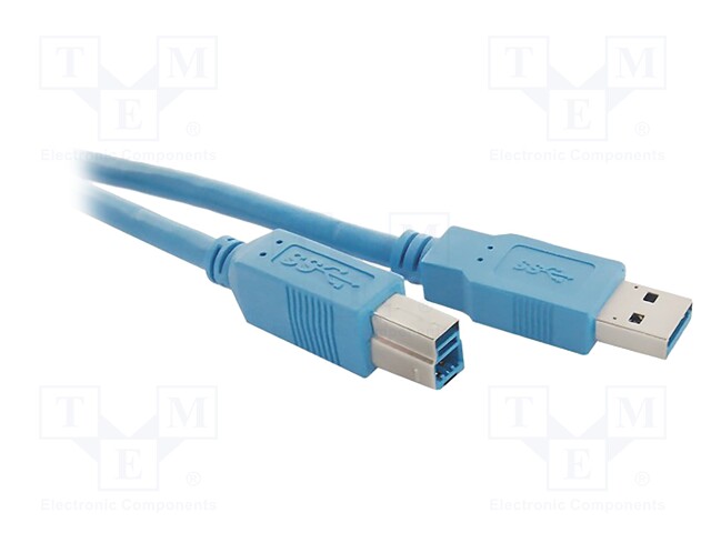 Cable; USB 3.0; USB A plug,USB B plug; 3m; blue; Øcable: 4.5mm