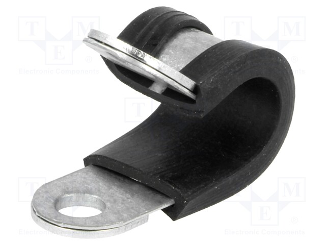 Fixing clamp; ØBundle : 10mm; W: 12mm; steel; Ømount.hole: 5.3mm