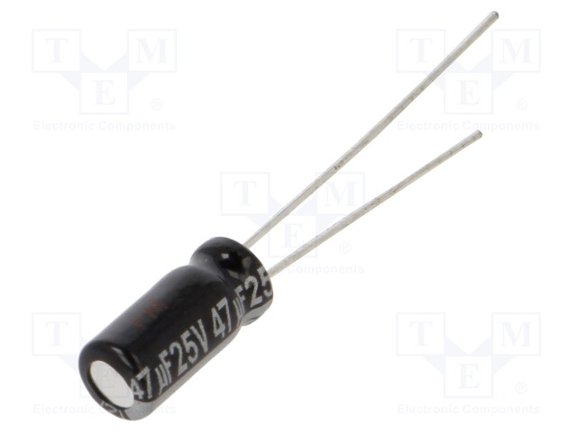 Electrolytic Capacitor, 47 µF, 25 V, NHG Series, ± 20%, Radial Leaded, 1000 hours @ 105°C