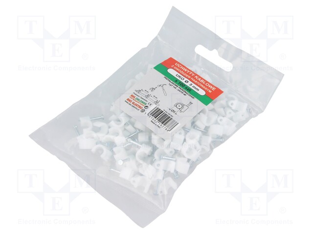 Holder; white; Application: on round cable; 100pcs; with a nail