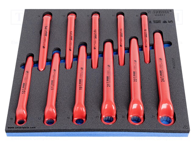 Wrenches set; insulated,single sided,box; 11pcs.