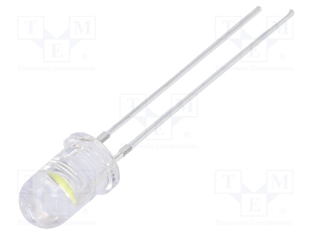 LED; 5mm; white cold; 25000÷30000mcd; 11÷13lm; 60°; 15mA; 7.8÷9.5V