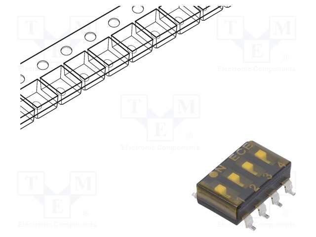 Switch: DIP-SWITCH; Poles number: 4; OFF-ON; 0.025A/24VDC; Pos: 2