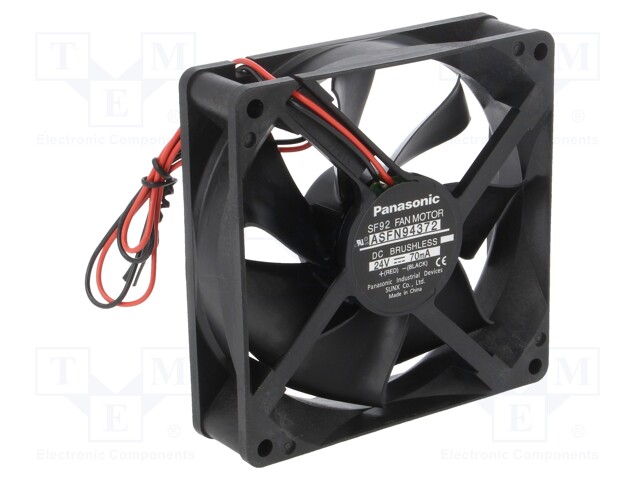 Fan: DC; axial; 24VDC; 92x92x25mm; 58.8m3/h; 22dBA; ball bearing