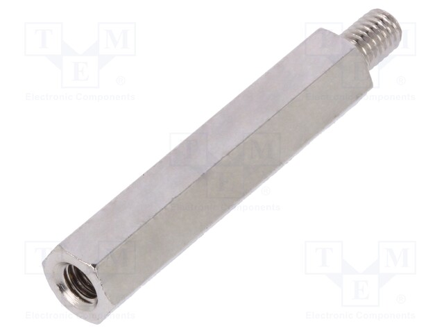 Screwed spacer sleeve; Int.thread: M6; 50mm; Ext.thread: M6; brass