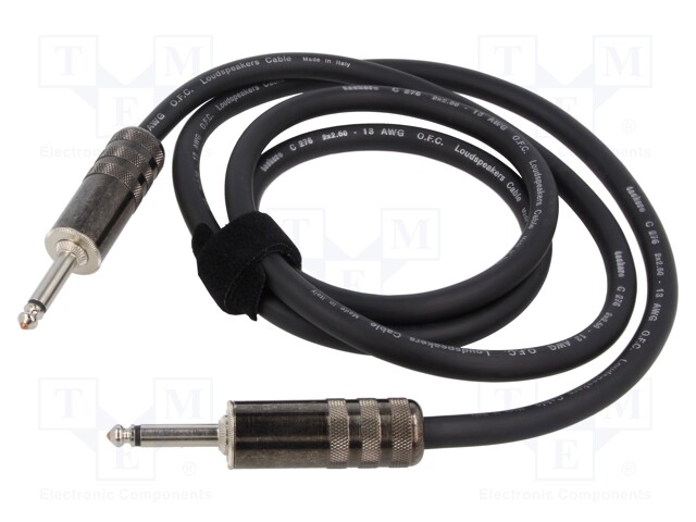 Cable; Jack 6,3mm 2pin plug,both sides; 1.5m; black; 2.5mm2