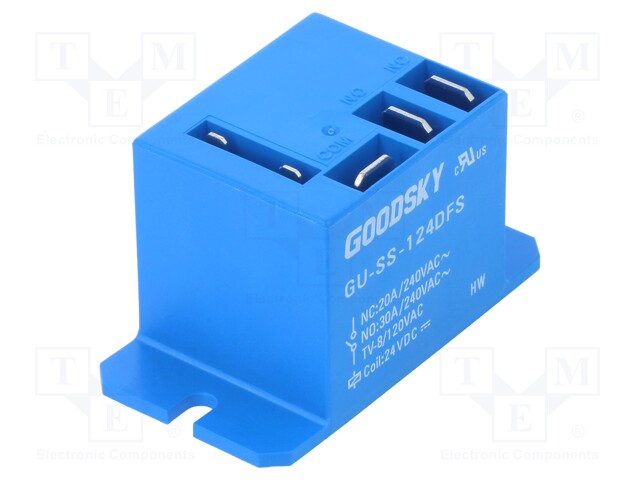 Relay: electromagnetic; SPDT; Ucoil: 24VDC; 30A; Mounting: on panel