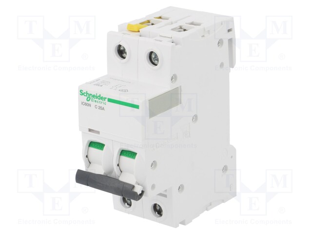 Circuit breaker; 400VAC; Inom: 25A; Poles: 2; DIN; Charact: C; 6kA