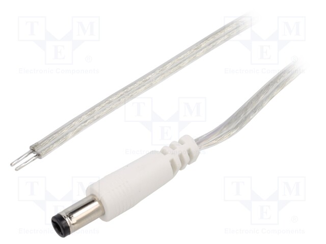 Cable; wires,DC 5,5/2,5 plug; straight; 0.5mm2; transparent; 3m