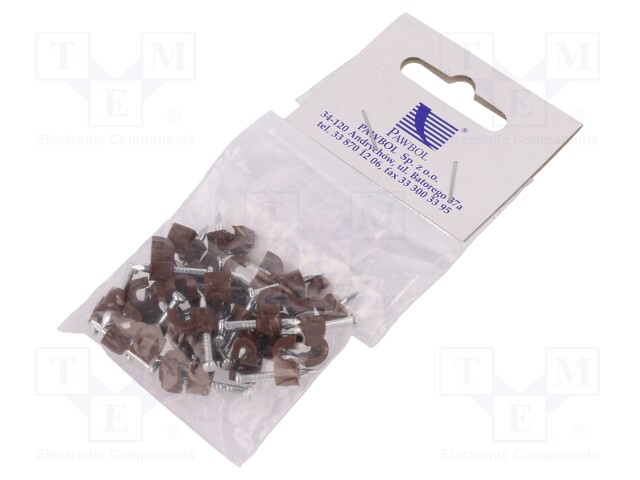 Holder; brown; Application: on round cable; 25pcs; with a nail