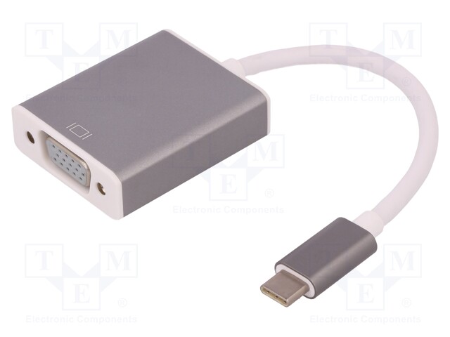 Adapter; USB 3.1; D-Sub 15pin HD socket,USB C plug; 185mm