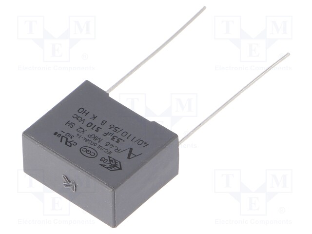 Capacitor: polypropylene; X2; 330nF; 15mm; ±10%; 18x8.5x14.5mm