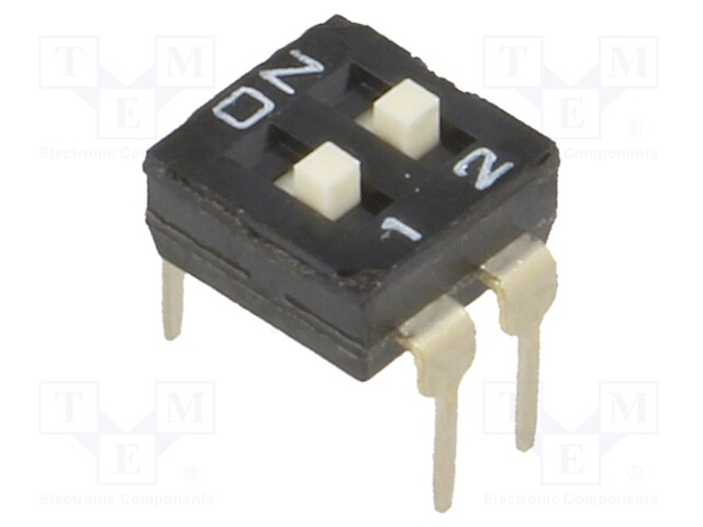 Switch: DIP-SWITCH; Poles number: 2; ON-OFF; 0.1A/24VDC; Pos: 2