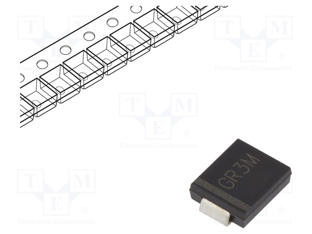 Diode: rectifying; SMD; 1000V; 3A; 500ns; Package: reel,tape; SMB