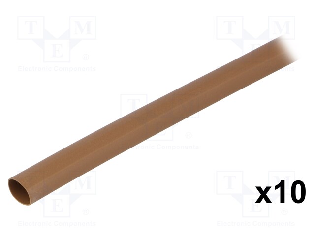 Heat shrink sleeve; 3: 1; 6mm; L: 200mm; brown; Pcs: 10