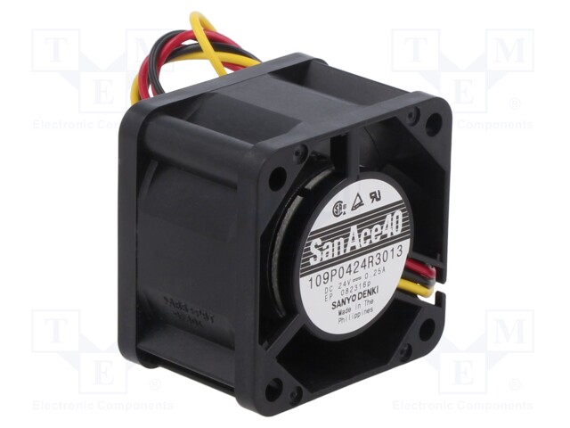 Fan: DC; axial; 24VDC; 40x40x28mm; 30.6m3/h; 47dBA; ball bearing