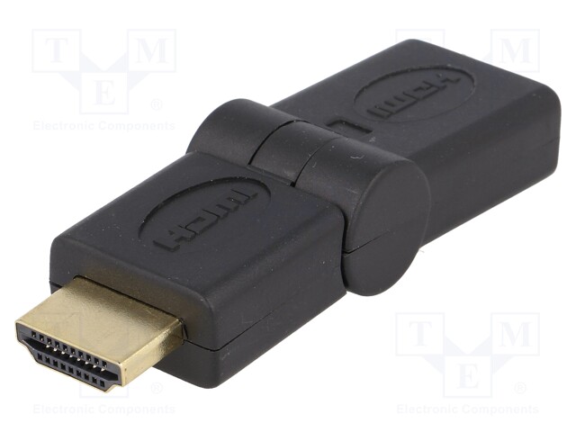 Adapter; HDMI plug,HDMI socket movable ±90°; Colour: black