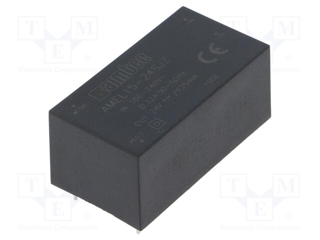 Converter: AC/DC; 15W; Uout: 24VDC; Iout: 0.625A; 81%; Mounting: PCB